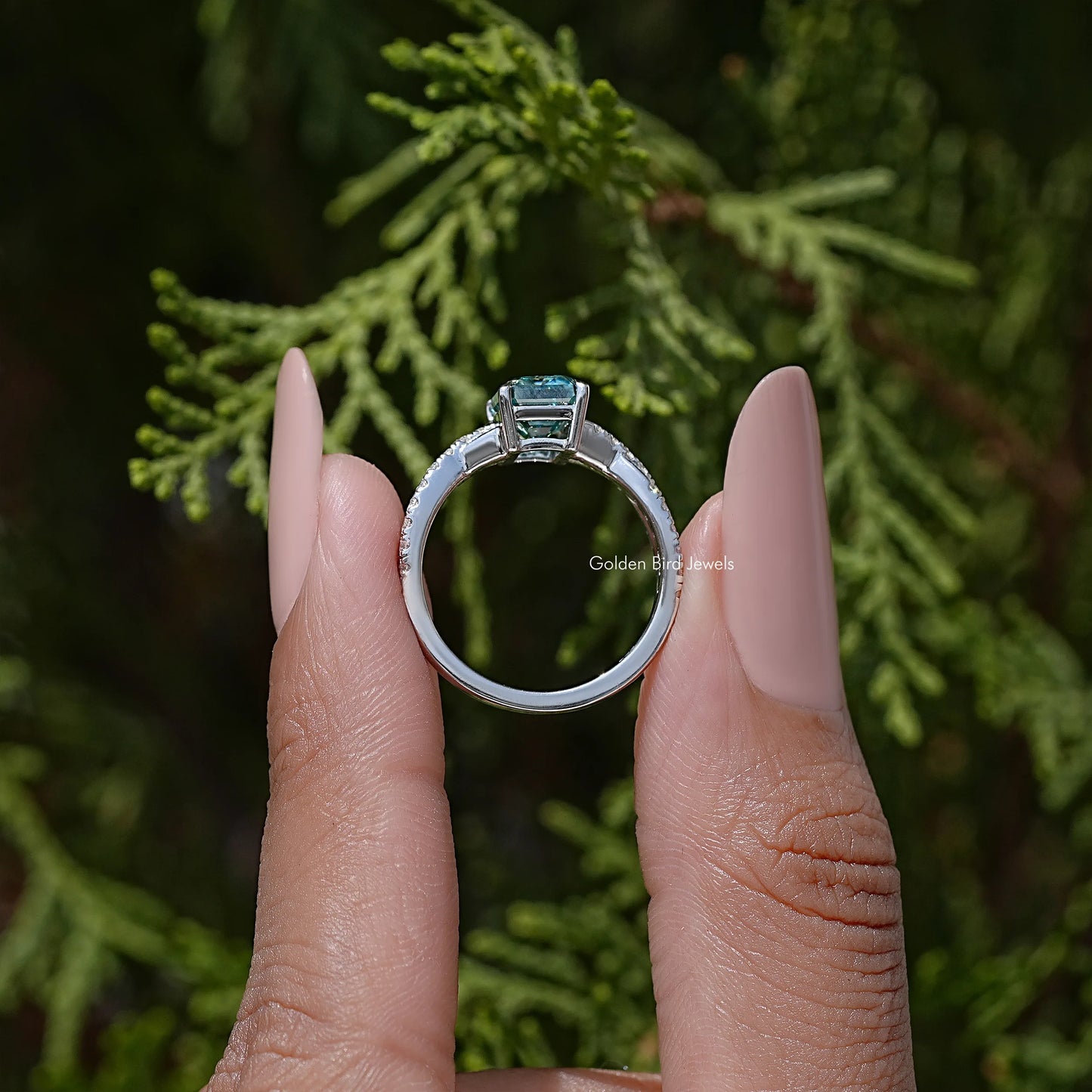 Emerald Cut Moissanite Gemstone Twisted Wedding Ring