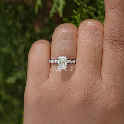Radiant Cut Moissanite Gemstone Engagement Ring