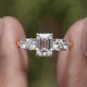 Emerald Cut Lab Diamond Five Stone Ring in Two Fingers