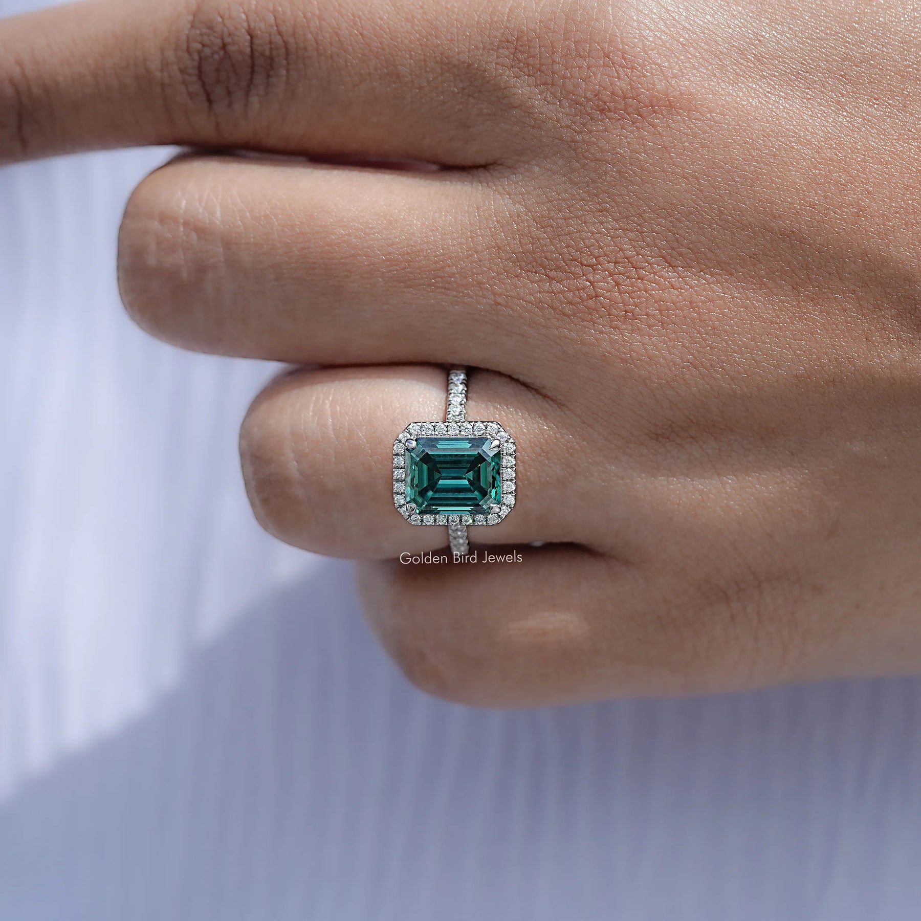 Moissanite Emerald Cut Engagement Ring