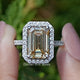 Front view of Emerald Moissanite Halo Engagement Ring