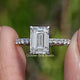 Front View of Emerald Lab Diamond Hidden Halo Engagement Ring