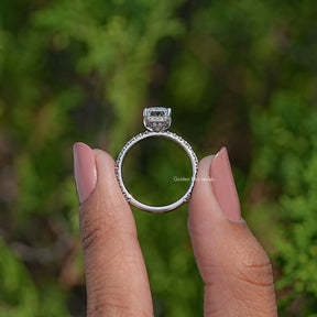Back View Of Emerald Cut Lab Diamond Hidden Halo Ring
