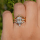 Emerald Moissanite Bridal Trio Ring With Curved Band