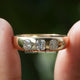 Old Mine Cushion Cut Moissanite Three Stone Ring