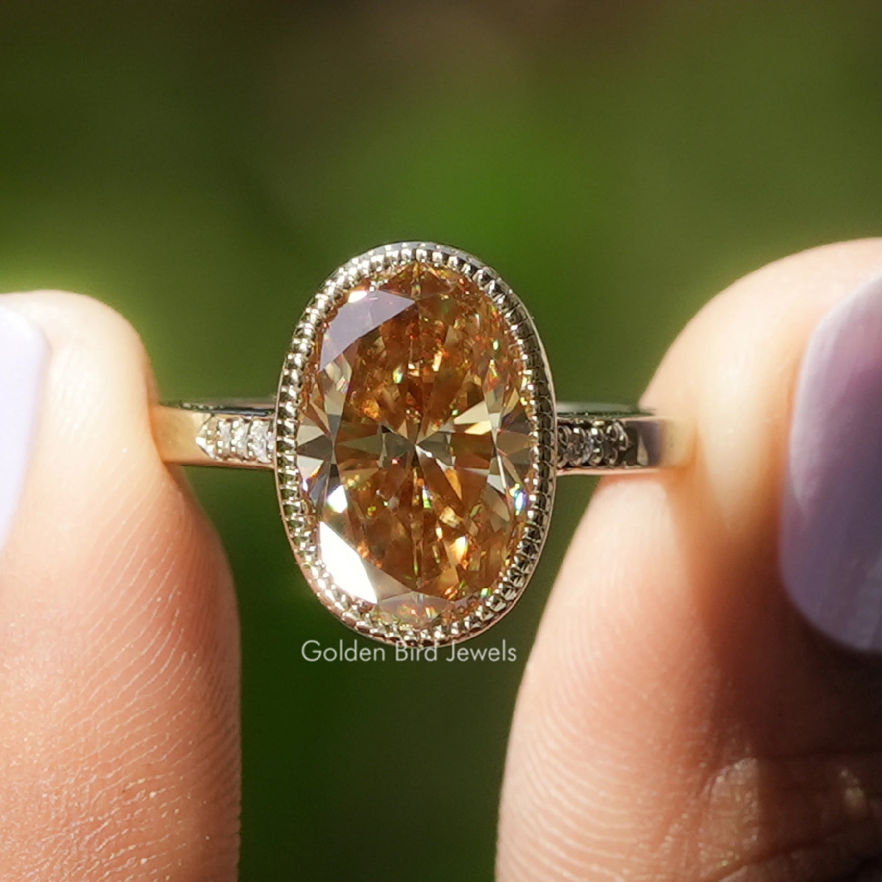 Champagne Oval Moissanite Engagement Ring