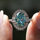 Old Mine Oval Cut Moissanite Halo Ring