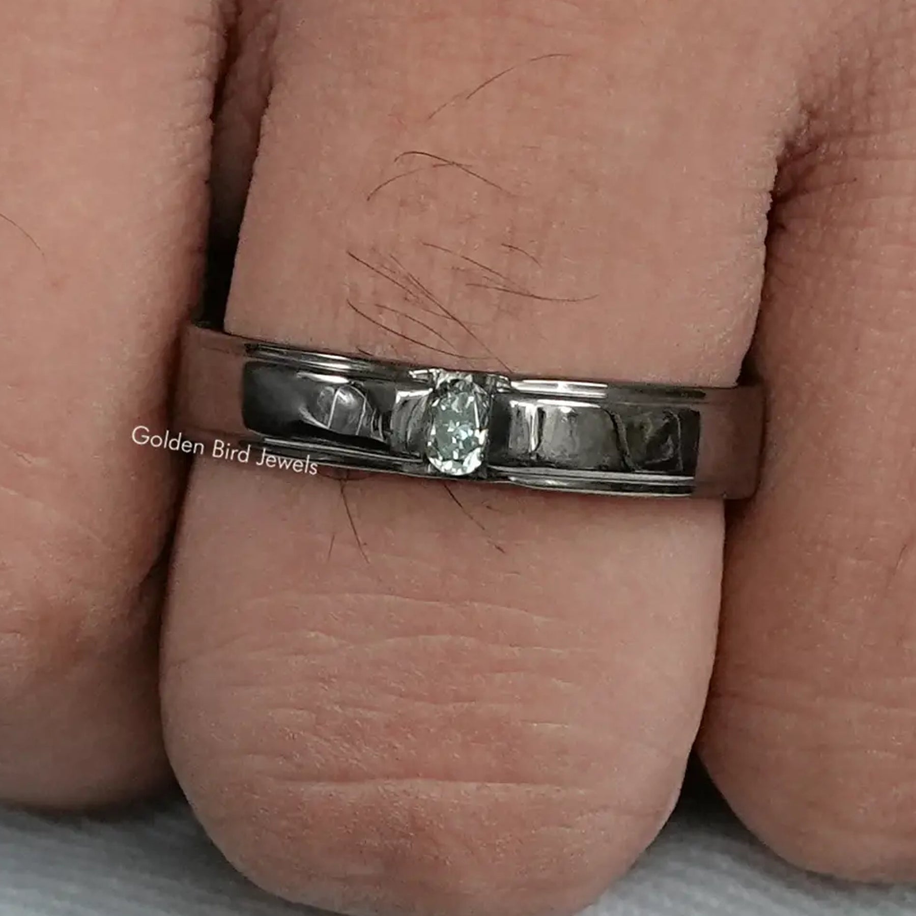 Oval Cut Moissanite Men's Wedding Ring