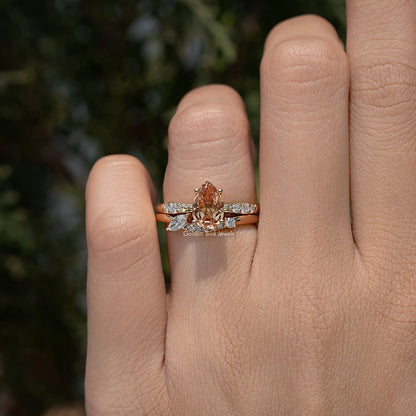 Old Mine Champagne Accent Diamond Bridal Ring Set