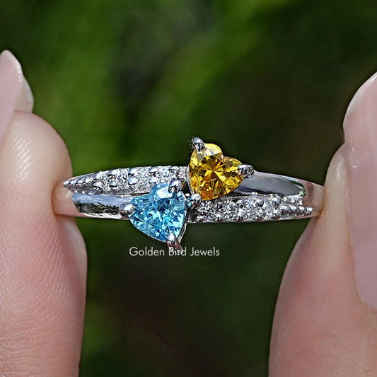 Toi Et Moi Heart Shaped Gemstone Accent Ring