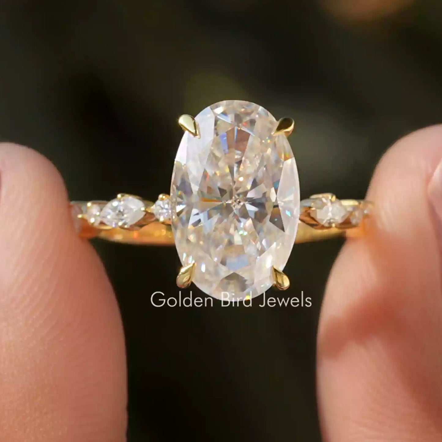 Moissanite Crushed Ice Oval Eternity Ring
