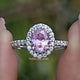 Tourmaline Pink Oval Gemstone Halo Accent Ring