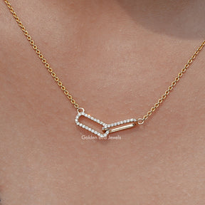 Close up view of Round Diamond Paperclip Interlocked Pendant