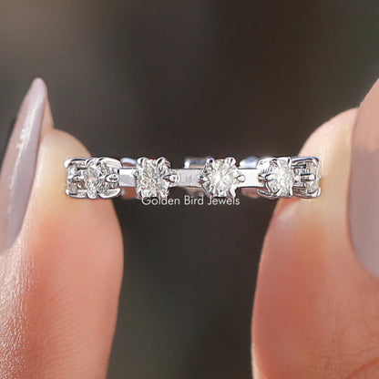 Round Moissanite Distance Eternity Band