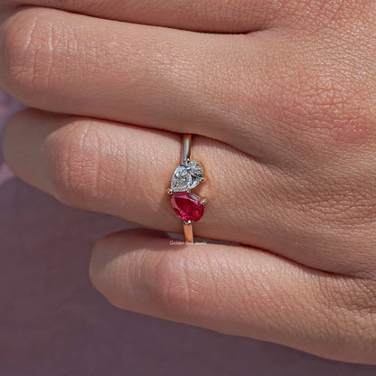 Toi Et Moi Pear Cut Gemstone Engagement Ring