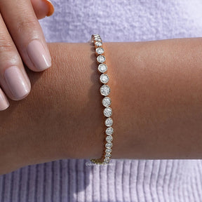 View of Graduated Round Cut Moissanite Tennis Bracelet