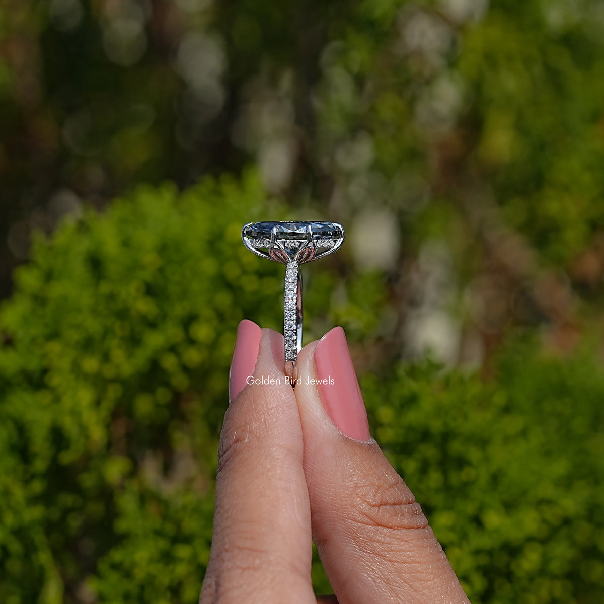 Side View Of Marquise Moissanite Engagement Ring
