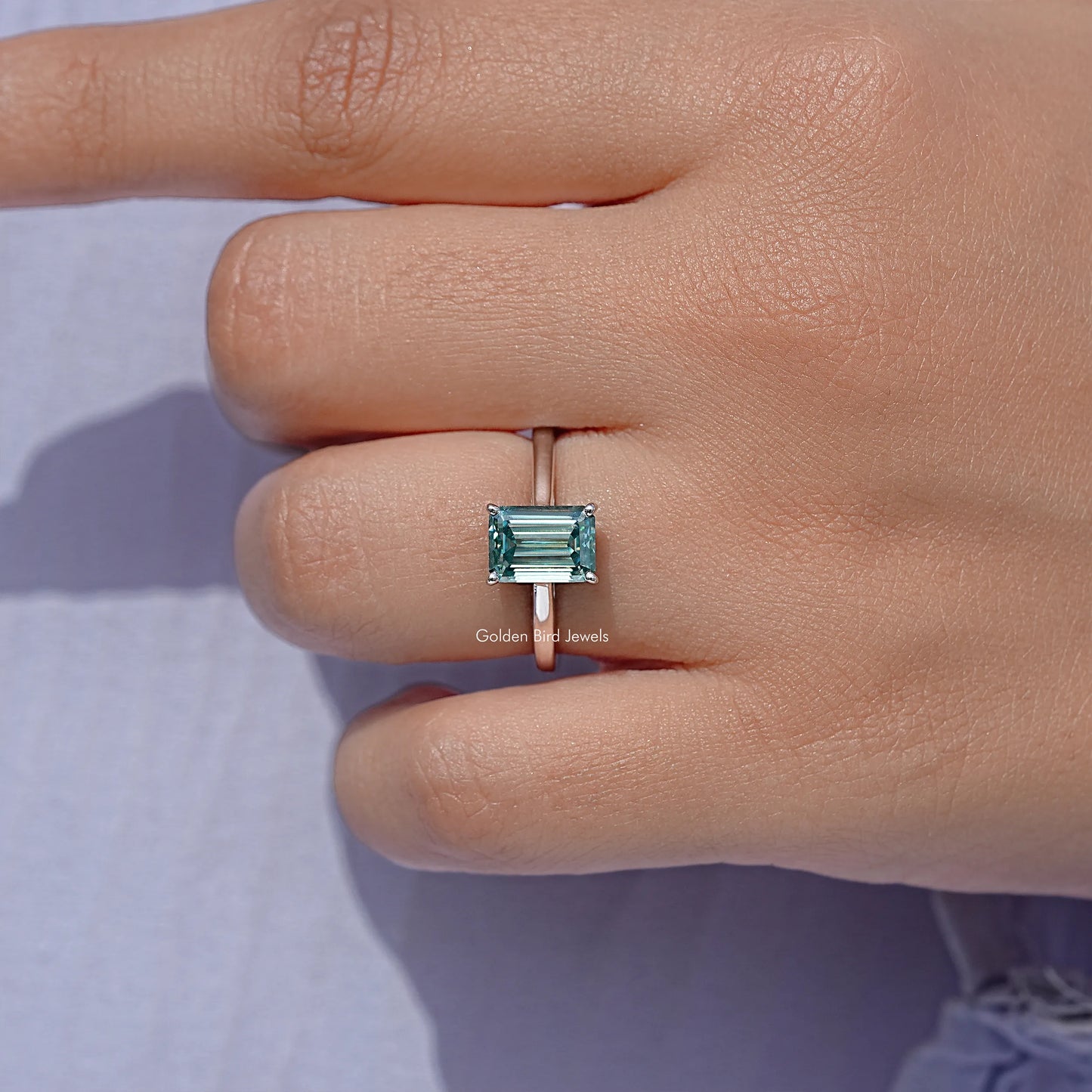 Emerald Cut Moissanite Solitaire Ring