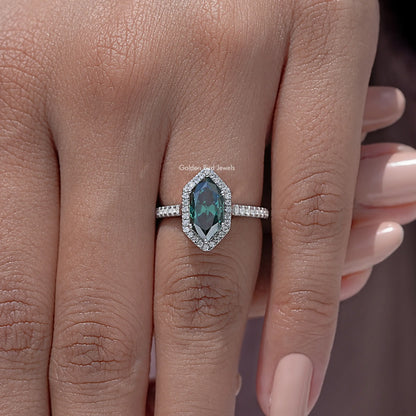 Dutch Marquise Moissanite Halo Accent Ring