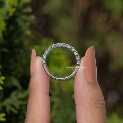 Round Cut Moissanite Diamond Half Eternity Band