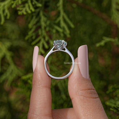 Blue Heart Moissanite Gemstone Solitaire Wedding Ring
