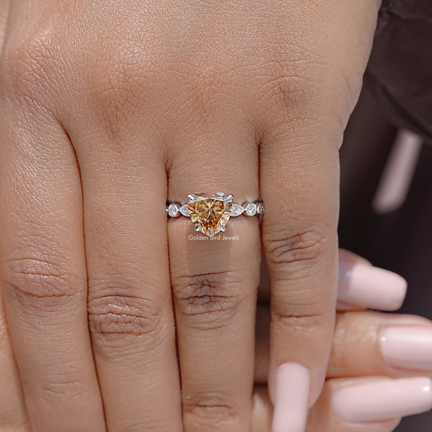 Heart Shape Moissanite Gemstone Wedding Ring