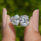 Heart and Old Mine Cushion Moissanite Toi Et Moi Ring