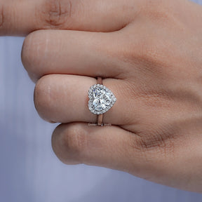 Close View Of Heart Lab Diamond Halo Engagement Ring	