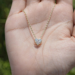 Top View of Heart Cut Diamond Solitaire Pendant
