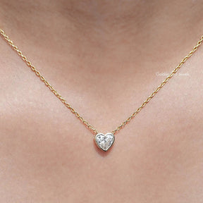Front View of Heart Shaped Lab Diamond Solitaire Pendant
