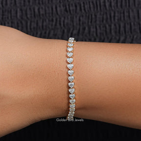 front View of Heart Shaped Lab Diamond Bracelet
