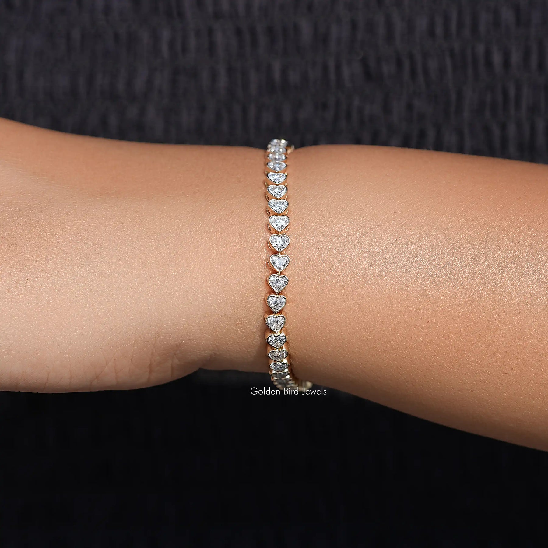Top View Of Heart Diamond Tennis Bracelet
