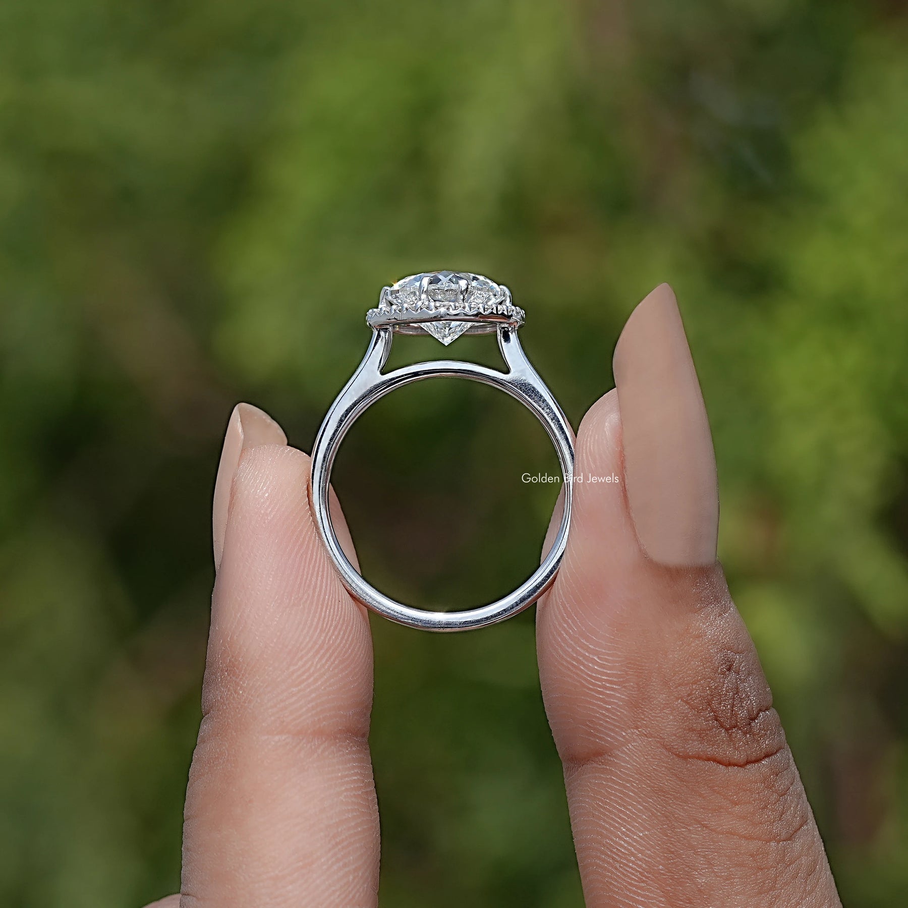 Back View Of Lab Diamond Halo Engagement Ring
