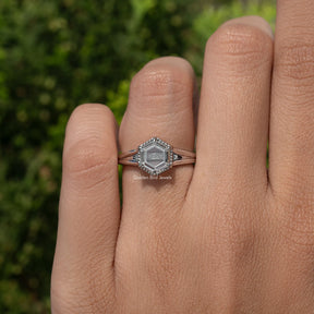 Portrait Hexagon Cut Moissanite Ring