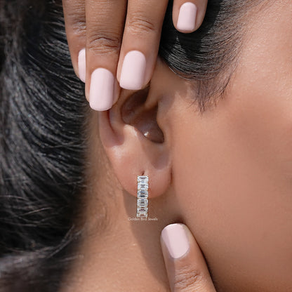 Emerald Cut Lab Diamond Hoop & Huggie Earrings