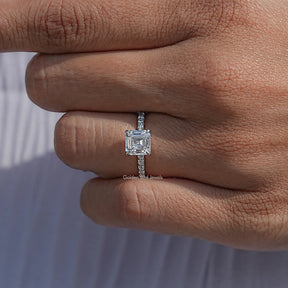 Close View Of Lab Diamond Asscher Accent Ring
