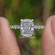 Front View of Lab Diamond Cushion Hidden Halo Engagement Ring
