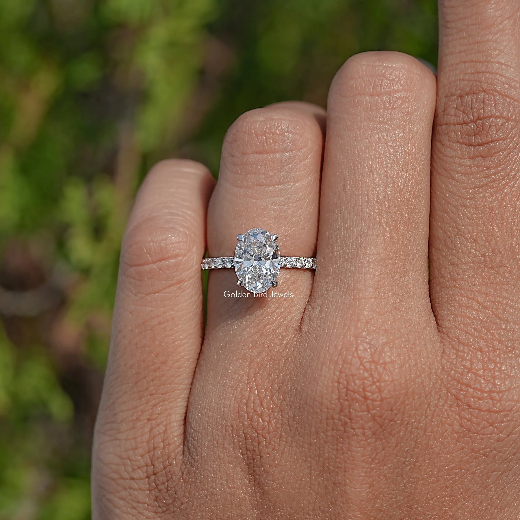 Top View Of Lab Diamond Cushion Accent Ring
