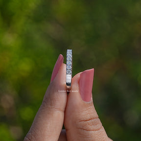 Side View Of Lab Diamond Round Five Stone Halo Band