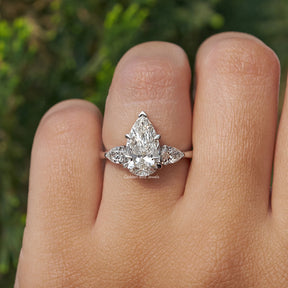 View of Diamond Pear Cut Engagement Ring In White Gold