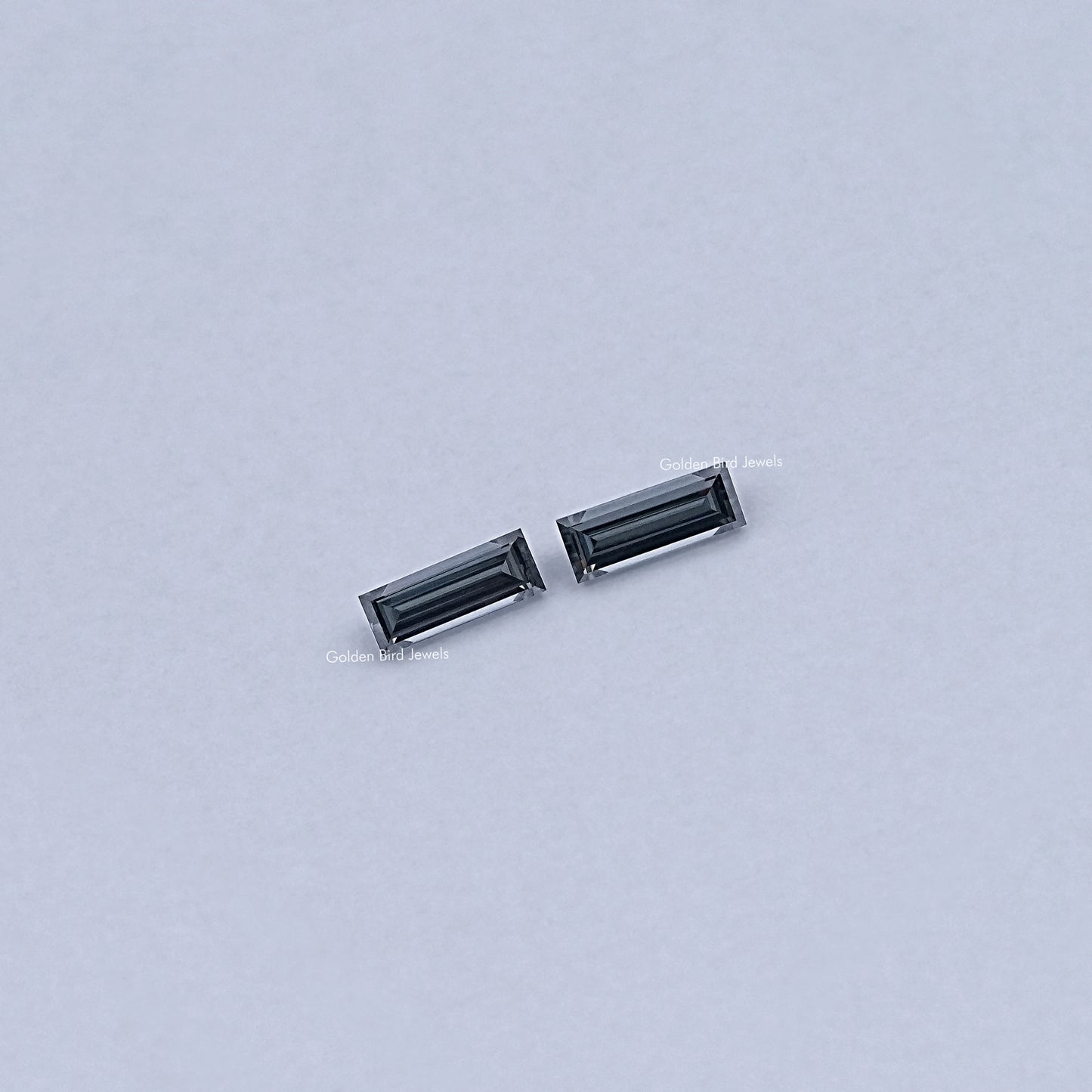 Detailed View Of Baguette Cut Loose moissanite in Unique Pattern 
