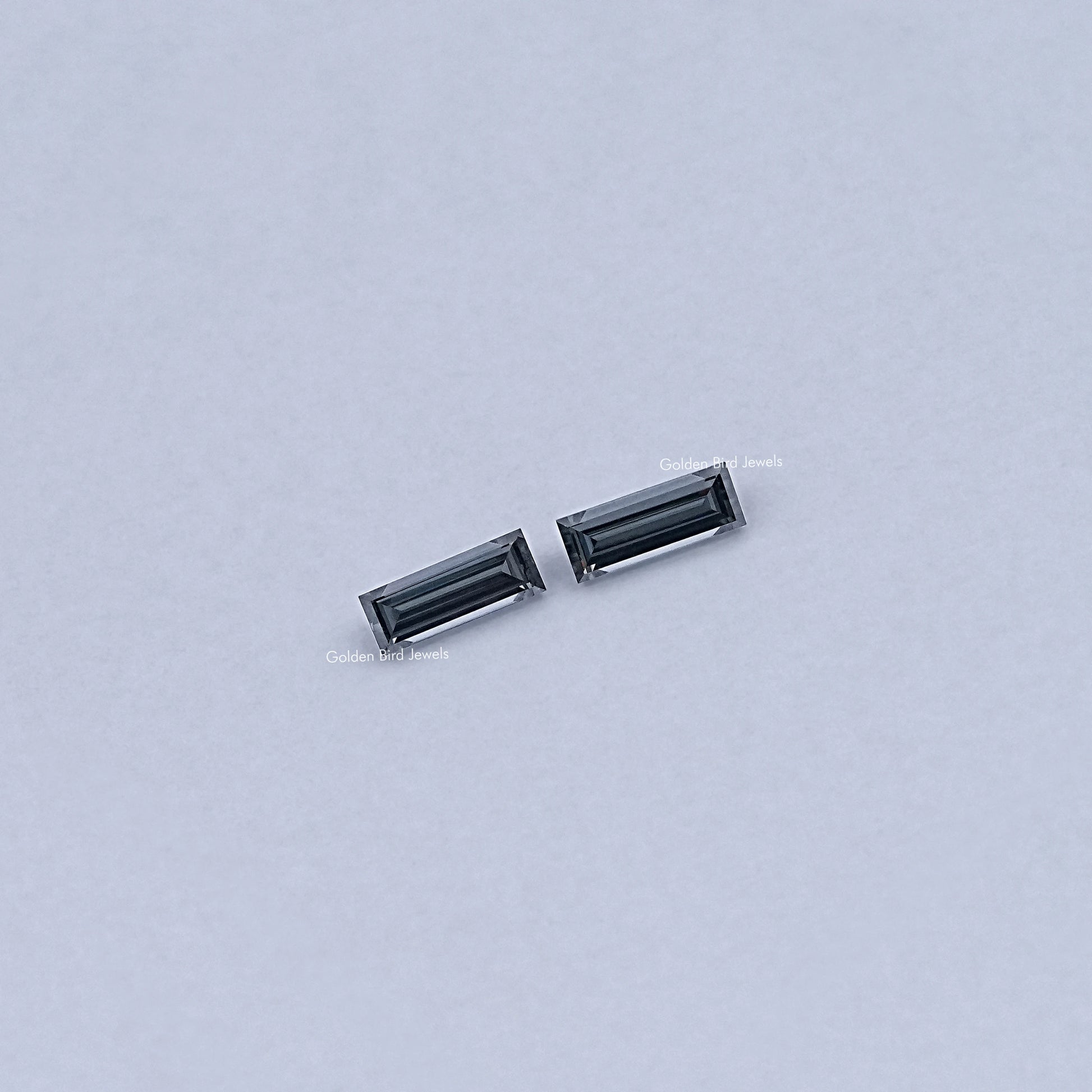 Detailed View Of Baguette Cut Loose moissanite in Unique Pattern 
