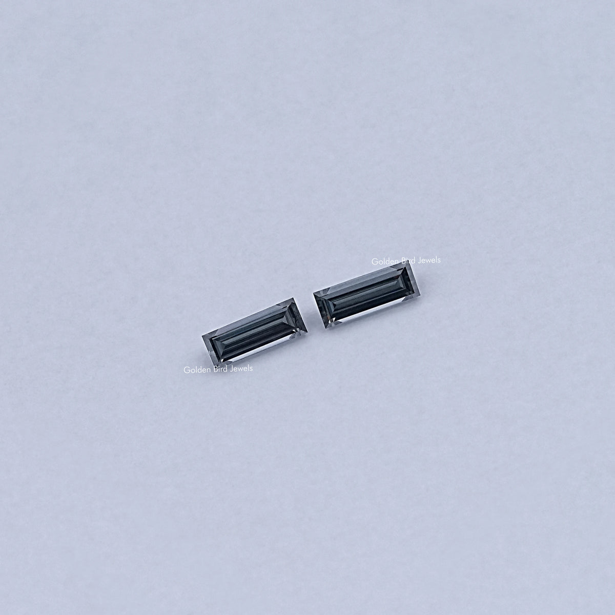 Detailed View Of Baguette Cut Loose moissanite in Unique Pattern 
