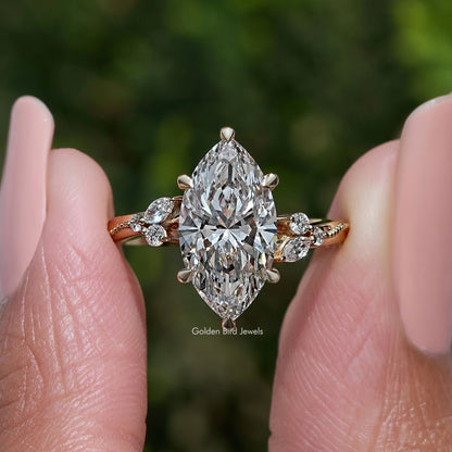 Bypass Shank Marquise Cut Lab Grown Accent Ring