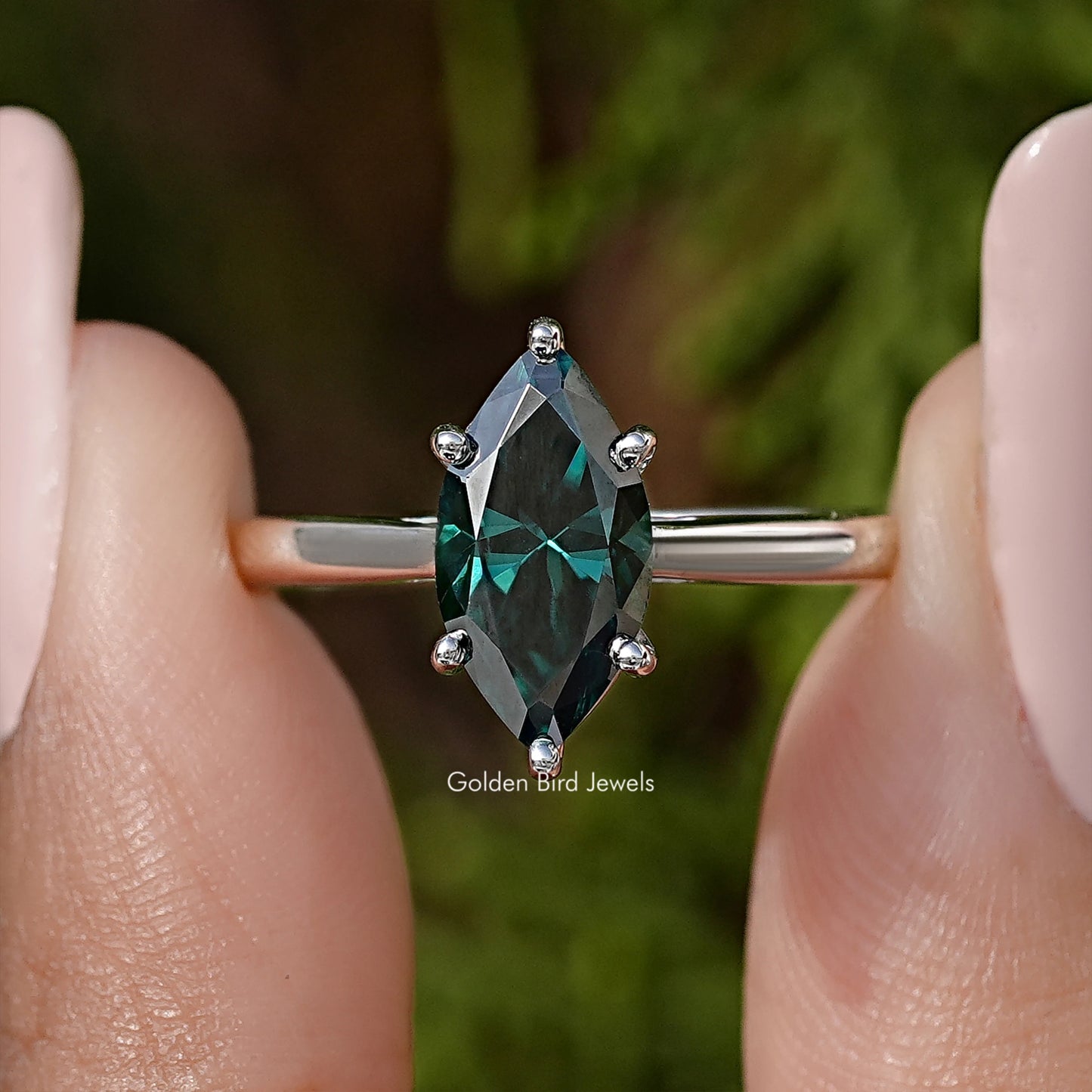 Marquise Moissanite Solitaire Wedding Ring