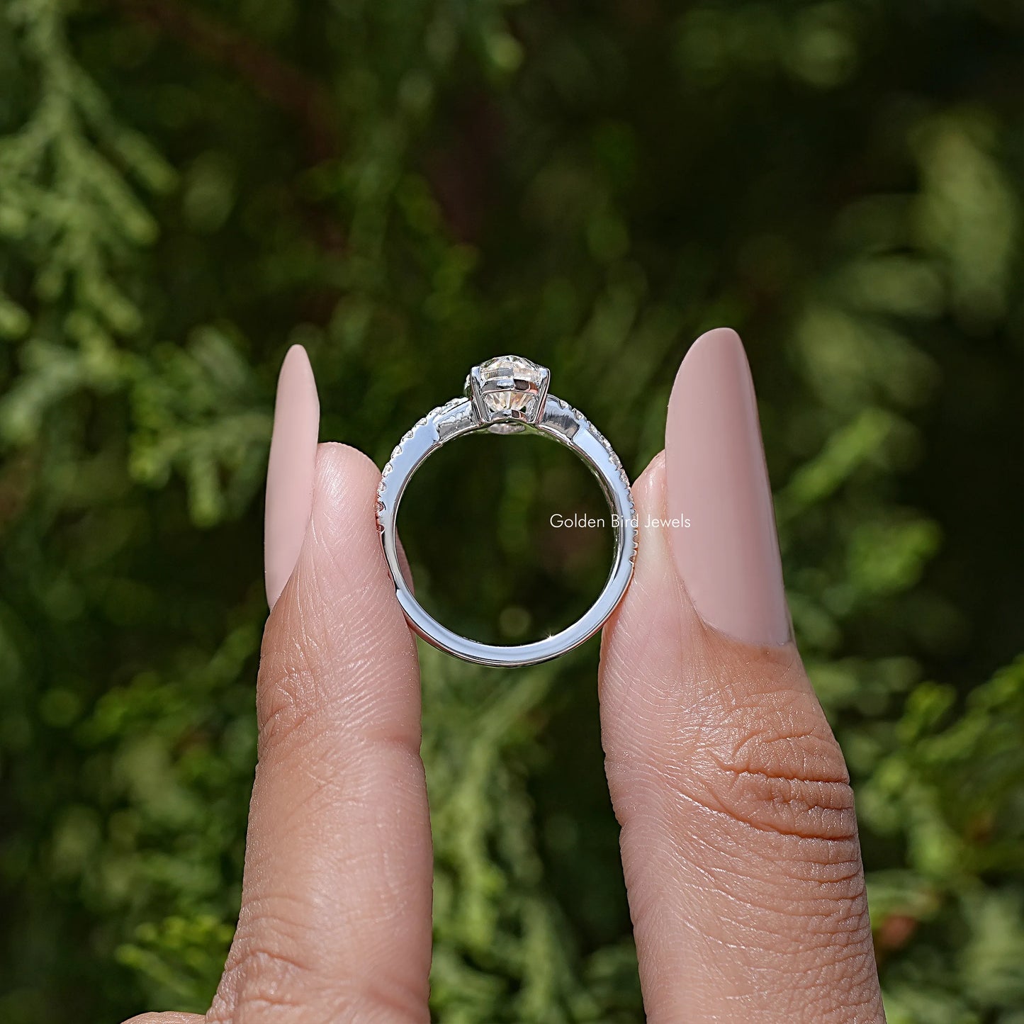 Marquise Moissanite Twisted Accent Wedding Ring