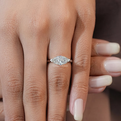 East West Marquise Cut Moissanite Engagement Ring