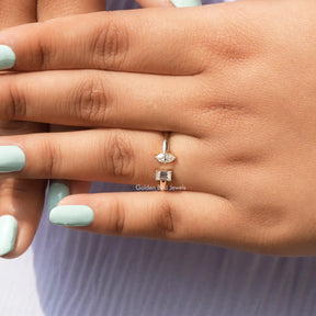 Close View Of Marquise And Emerald Lab Diamond Ring
