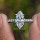 Front View of Marquise Cut Lab Diamond Accent Ring
