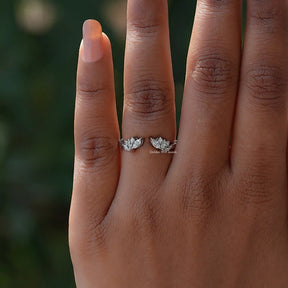 Top View Of Marquise shaped Diamond Open Cuff Stacking Band 
